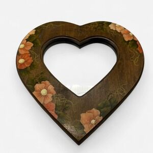Cottagecore Wooden heart mirror with flowers